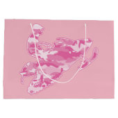 Pink Camouflage Snowmobiler Große Geschenktüte (Rückseite)