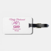Pink Camp Bridesmaid geben Name Datum Jahr Bachelo Gepäckanhänger (Rückseite horizontal)