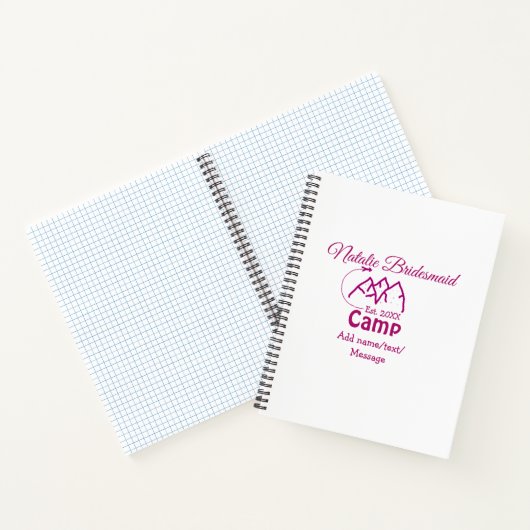 Pink Camp Bridesmaid geben Name Datum Jahr Bachelo Notizblock (Innenseite)