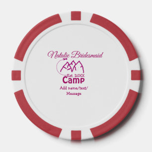 Pink Camp Bridesmaid geben Name Datum Jahr Bachelo Pokerchips