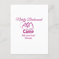 Pink Camp Bridesmaid geben Name Datum Jahr Bachelo