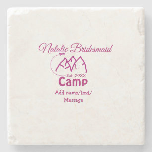 Pink Camp Bridesmaid geben Name Datum Jahr Bachelo Steinuntersetzer