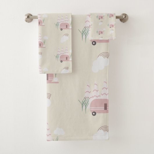 Pink Camper Earthy Pattern Badhandtuch Set (Insitu)