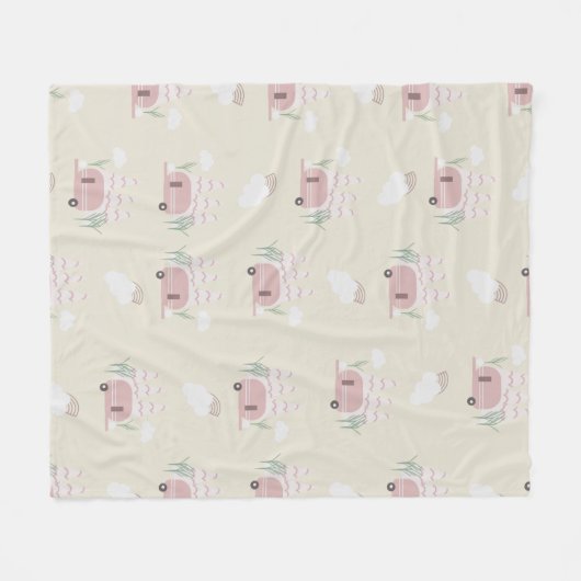 Pink Camper Earthy Pattern Fleecedecke (Vorderseite (Horizontal))