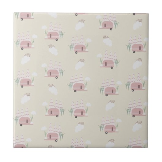 Pink Camper Earthy Pattern Fliese (Vorderseite)
