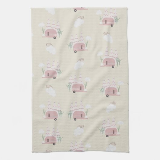Pink Camper Earthy Pattern Geschirrtuch (Vertikal)