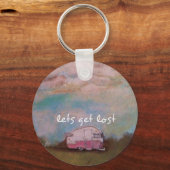 Pink Camper im Feld Schlüsselanhänger (Vorderseite)