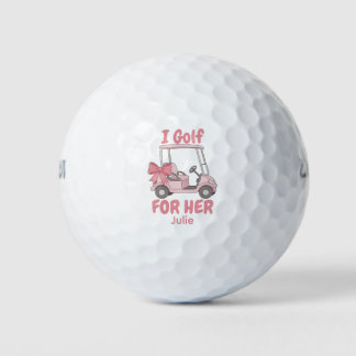 Pink Cancer Awareness Cute Golf For Her Golfball