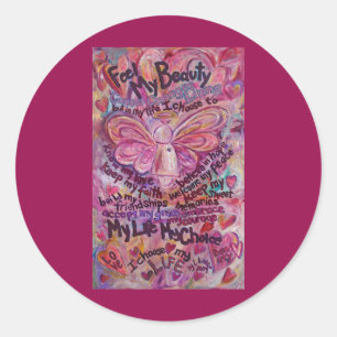 Pink Cancer Engel Gedicht Custom Art Decal Aufkleb Runder Aufkleber