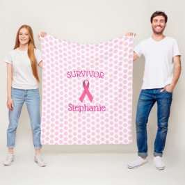 Pink Cancer Survivor Ribbon Fleece Blanket