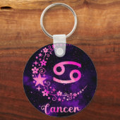Pink Cancer Zodiac Keyring Schlüsselanhänger (Vorderseite)