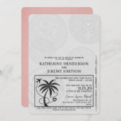 Pink Cancun Passport Wedding Einladung (Vorne/Hinten)