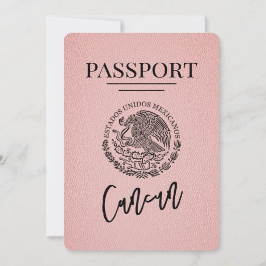 Pink Cancun Passport Wedding Einladung (Rückseite)