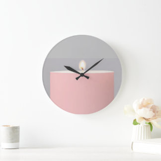 Pink Candle Acrylic Große Wanduhr