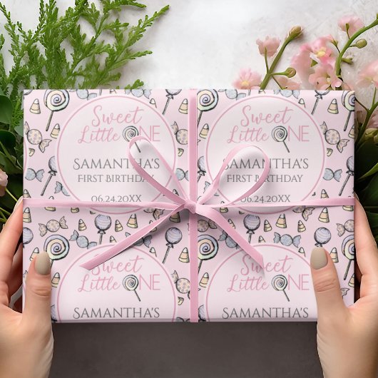 Pink Candy Baby Dusche Sweet Little One Geschenkpapier