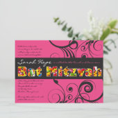 PINK CANDY Bat Mitzvah Einladung (Stehend Vorderseite)