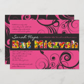 PINK CANDY Bat Mitzvah Einladung (Vorne/Hinten)