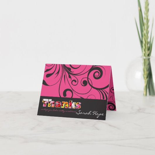 PINK CANDY Bat Mitzvah gefaltet danke Karte (Vorderseite)