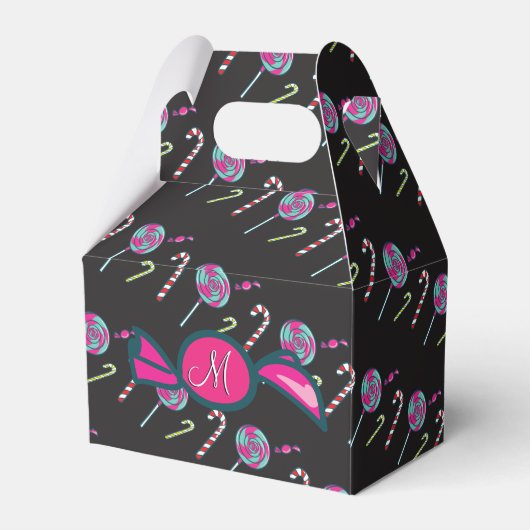 Pink Candy Bonbons Monogram Geschenkschachtel (Rückseite)