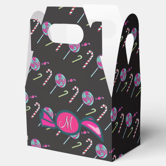 Pink Candy Bonbons Monogram Geschenkschachtel (Geöffnet)
