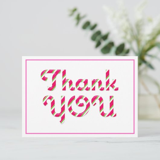 Pink Candy Cane Baby Dusche Danke Karte (Stehend Vorderseite)