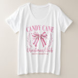 Pink Candy Cane Christmas Club Große Größe T-Shirt<br><div class="desc">Ein Weihnachtsferien mit einem Weihnachtsclub zum Thema Zuckerrohr. Rosa weiß.</div>