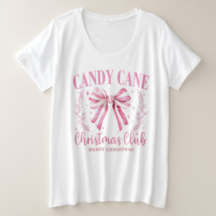 Pink Candy Cane Christmas Club Große Größe T-Shirt