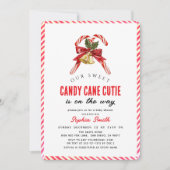 Pink Candy Cane Cutie Girl Baby Shower Einladung (Vorderseite)