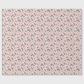 Pink Candy Cane & Holly Christmas Wrapping Paper Geschenkpapier (Flach)