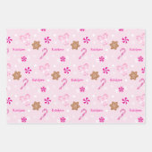 Pink Candy Cane Snowflake und Lebkuchen Name hinzu Geschenkpapier Set (Vorderseite 3)