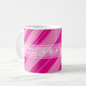 Pink Candy Cane Streifen Schneeflocken Cocoa hinzu Kaffeetasse (Vorderseite Links)