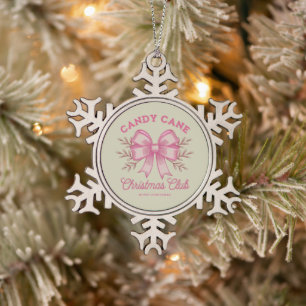Pink Candy Cane Weihnachtsclub Weihnachten Saison Schneeflocken Zinn-Ornament
