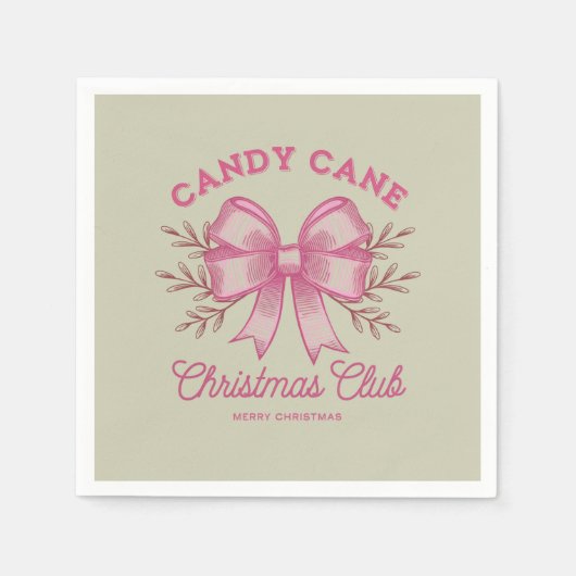 Pink Candy Cane Weihnachtsclub Weihnachten Saison Serviette (Vorderseite)