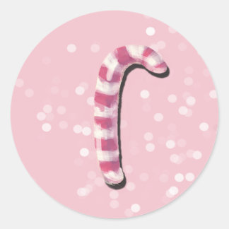 Pink Candy Cane Weihnachtsricker Runder Aufkleber