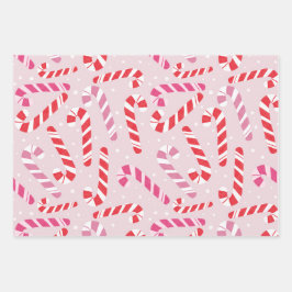 Pink Candy Cane Wrapping Paper Geschenkpapier Set