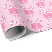 Pink Candy Canes mit Bow Geschenkpapier (Rolleneckpunkt)