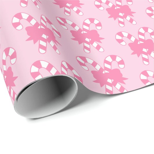 Pink Candy Canes mit Bow Geschenkpapier (Rolleneckpunkt)