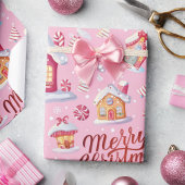 Pink Candy Festive Frohe Weihnachten Geschenkpapier