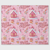 Pink Candy Festive Frohe Weihnachten Geschenkpapier (Flach)