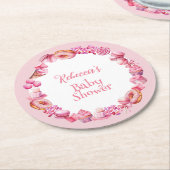 Pink Candy Frame Girl Baby Shower Runder Pappuntersetzer (Angewinkelt)