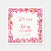 Pink Candy Frame Girl Baby Shower Serviette (Vorderseite)