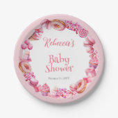 Pink Candy Frame Girl Babydusche Pappteller (Vorderseite)