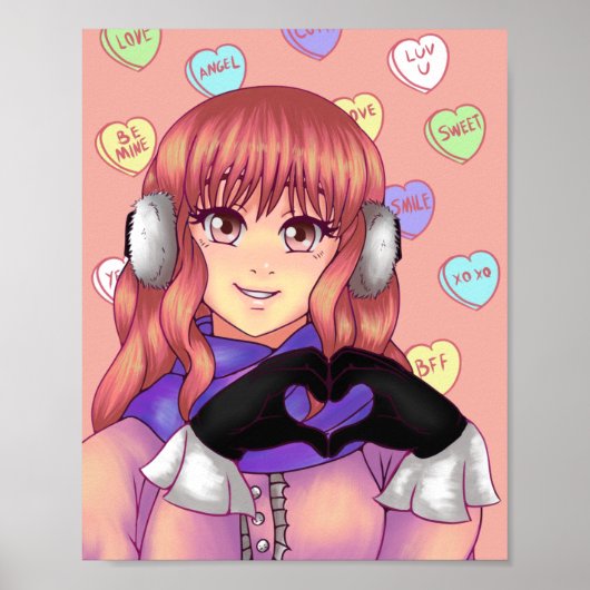 Pink Candy Heart Girl Poster (Vorne)