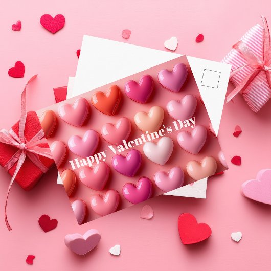 Pink Candy Hearts Valentine`s Day Card  Postkarte