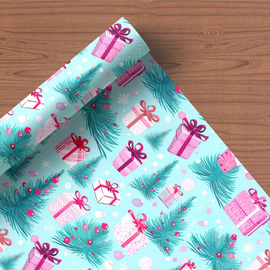 Pink Candy Pastel Holiday Wrapping Papier