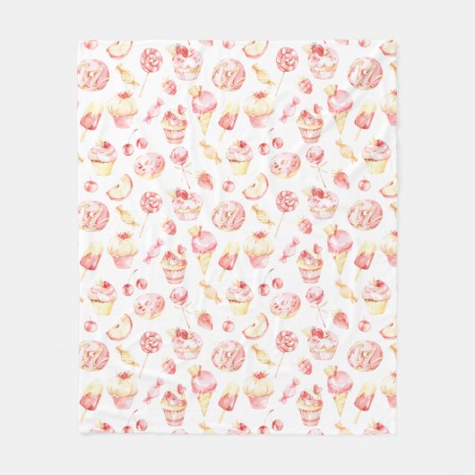 Pink Candy Pattern Fleece Blanket (Vorderseite)