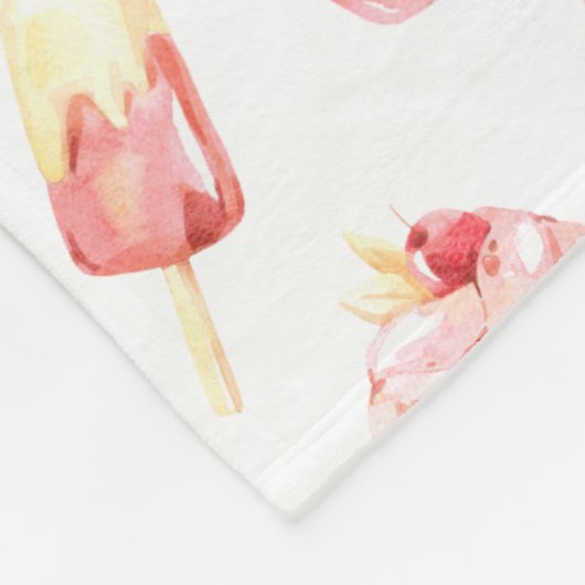 Pink Candy Pattern Fleece Blanket (Ecke)