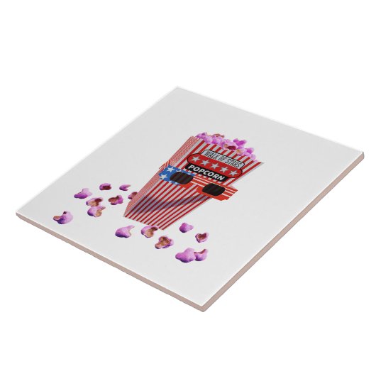 Pink Candy Popcorn and 3D Movie Glasses Fliese (Seite)
