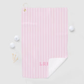 Pink Candy Stripe Design Tiny Initials Monogram Golfhandtuch (Insitu)