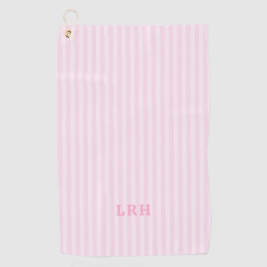Pink Candy Stripe Design Tiny Initials Monogram Golfhandtuch (Vorderseite)